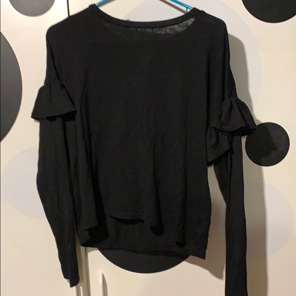 Black Trumpet Sleeve Dress Shirt